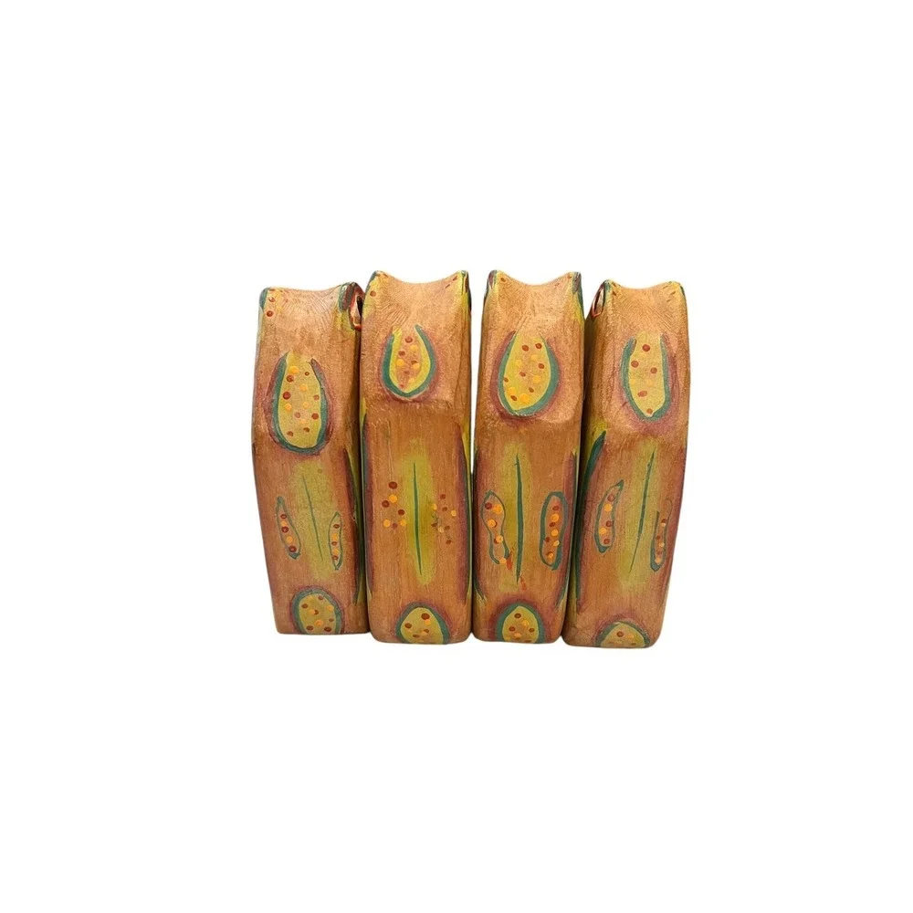 4‎ Wooden Toad Frog Napkin Ring Holders